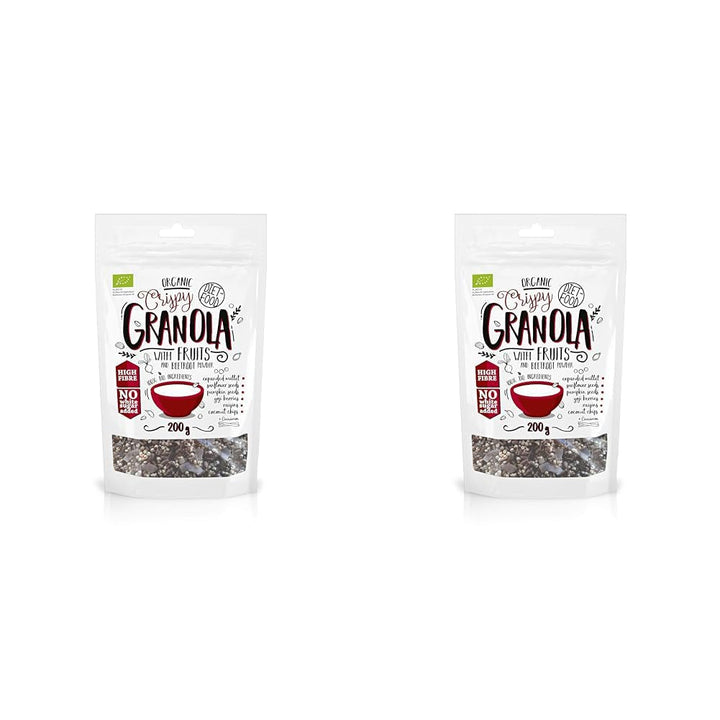 DIET-FOOD Keto Granola Mit Himbeere Low Carb Und Fettarm Glutenfreies Granola Frühstücksmüsli Non-Gmo Snack Ohne Zuckerzusatz 200G 1Er Pack Cereale Naty Shop 1 Stück (2Er Pack) Bio Granola With Fruits And Beetroot Powder