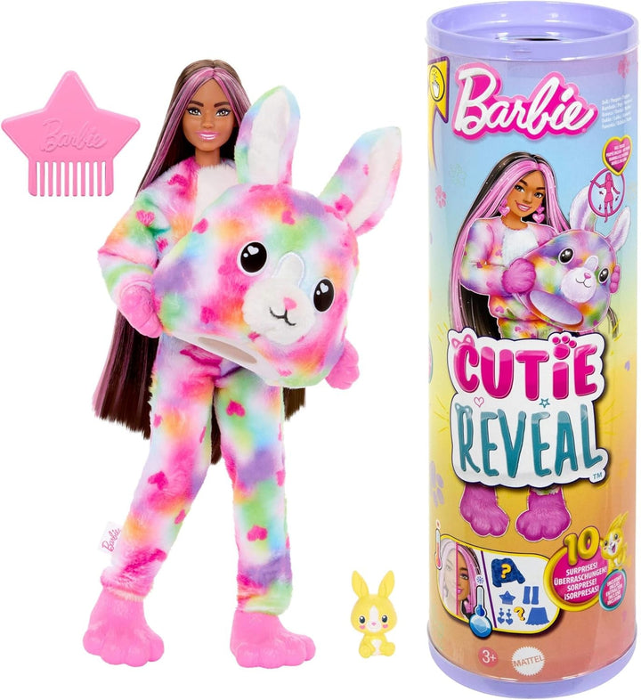 Barbie Cutie Reveal Doll și accesorii, costum de pluș Batik Bunny și 10 surprize cu schimbare de culoare, seria Color Dream, HRK38 Papusi Naty Shop Iepurași Batik