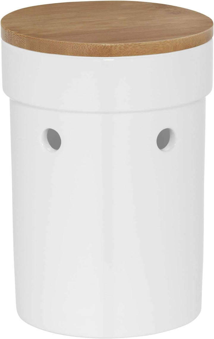 Cutie de pâine Kela cu găuri de ventilație, cutie de pâine ceramică, SALENA, vas de pâine, alb, 36,5 x 23,5 x 14 cm Cutii depozitare alimente Naty Shop Oală de usturoi