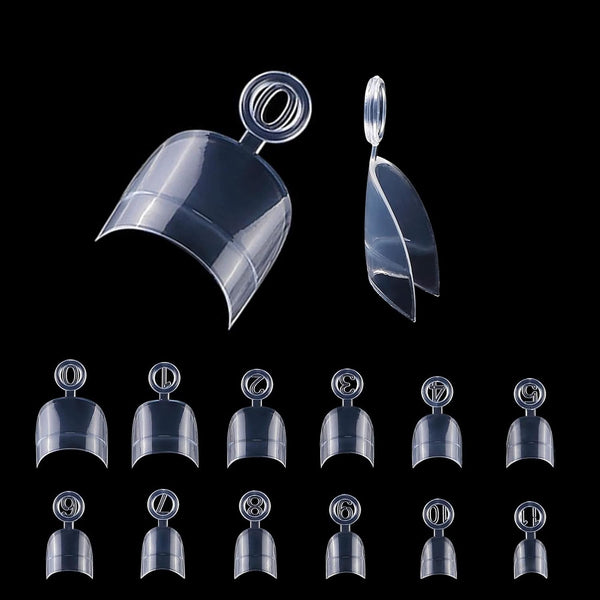 600 de bucăți unghii artificiale scurte ovale, 12 dimensiuni acrilice cu jumătate de acoperire, vârfuri de unghii false, unghii artificiale, pentru manichiură femei salon DIY (transparent)