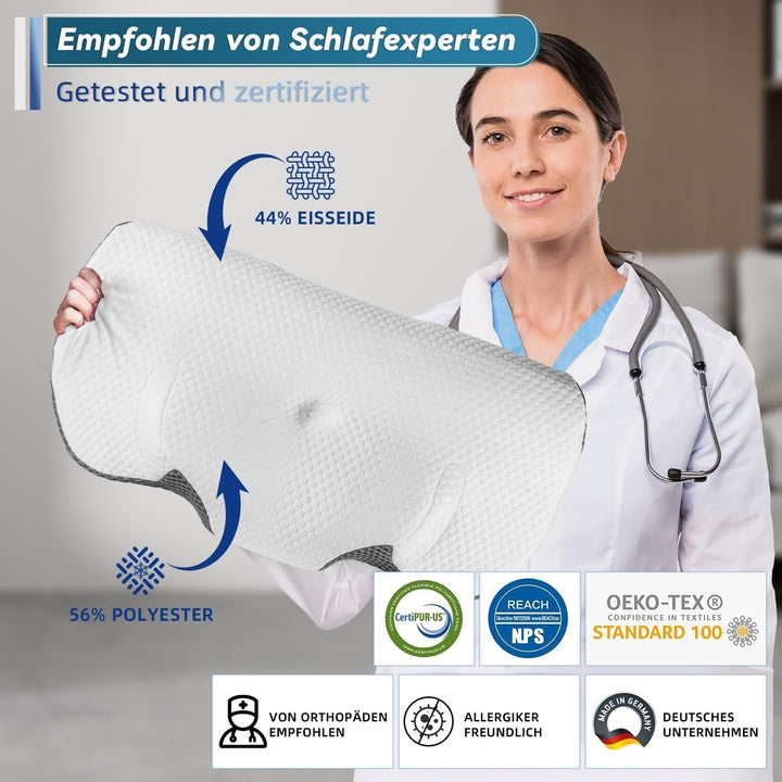 IDEA Pernă pentru dureri de gât, pernă ortopedică fabricată din pernă din spumă de memorie, pernă ergonomică pentru gât pernă pentru sprijin optim, pernă anti-sforăit pentru dormitul lateral, dorsal și abdominal Perne ortopedice cervicale Naty Shop