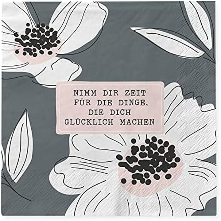 Șervețele Grafik-Werkstatt cu dicton | 20 bucăți | 12,5 X 12,5 cm | alb | bună ziua
