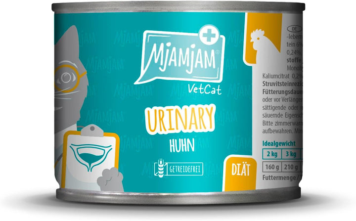 Mjamjam Vetcat - Hrană umedă premium pentru pisici - Dietă - Urinară - Pui, pachet de 6 (6 X 200G), fără cereale