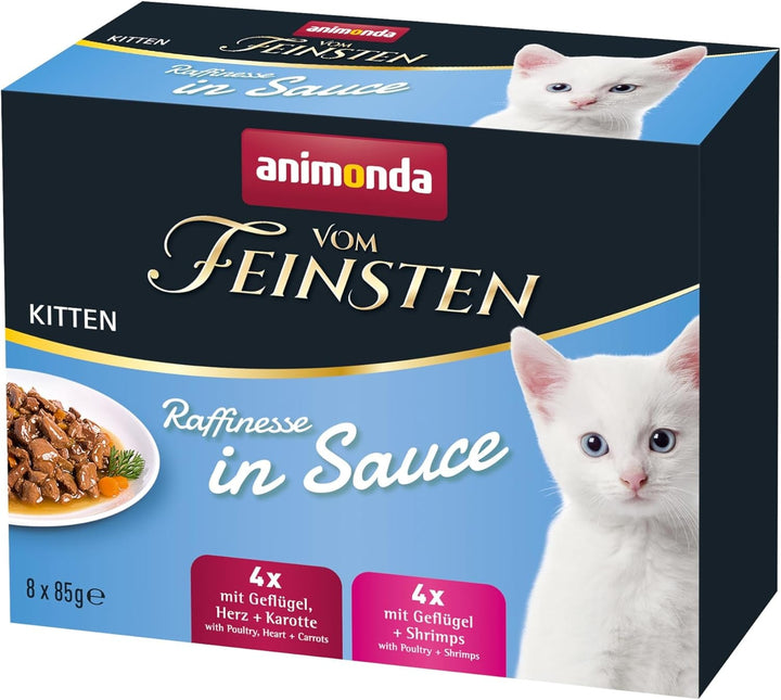 Animonda Vom Feinsten Adult Raffinesse Hrană pentru pisici în jeleu cu pui și carne de vită (24 X 85 G), hrană umedă cu taurină și vitamina D3, fără adaos de soia, zahăr și conservanți