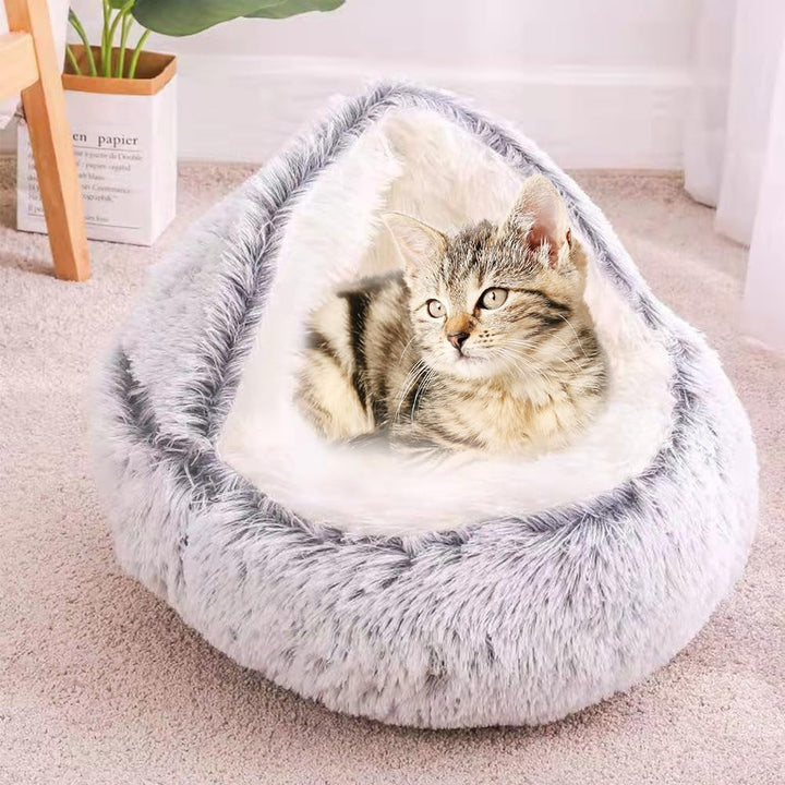Pat pentru pisici, Pat pufos pentru pisici, Pat rotund pentru animale de companie de 50 cm pentru pisici și căței, Loc de dormit pentru pisici Coș pentru pisici, Peșteră pentru pisici pentru iarnă, Ascunzătoare moale și caldă pentru pisici