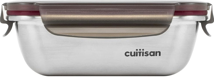 CANDL Cuitisan (Flora) borcan de depozitare a alimentelor din oțel inoxidabil cu capac cu clip, dreptunghiular, potrivit pentru cuptor cu microunde + cuptor, borcan de depozitare, EC7-SS10 2800ml Cutii depozitare alimente Naty Shop 14,8Cm X 10,8Cm X 5,3Cm / 300Ml