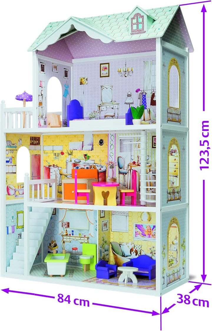 Eichhorn 100002510 lemn, păpușă, casă, vilă, colorat Casute de papusi Naty Shop