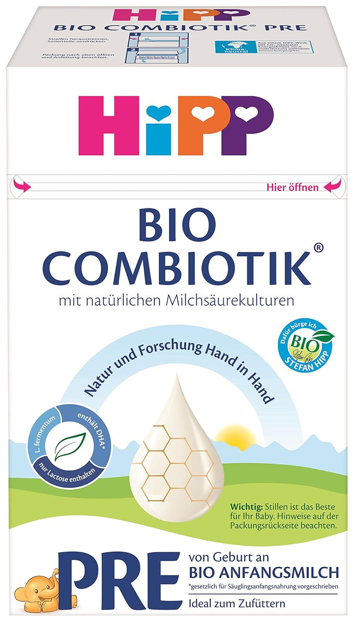 Formula lapte cu lapte organic Hipp PRE BIO Combiotik, pachet de 4 (4 x 600g) Naty Shop Pre Bio Combiotik formula noua 4 x 600 grame