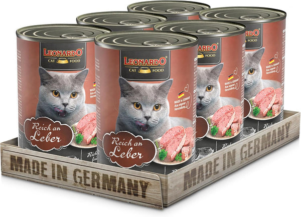 LEONARDO Hrană umedă [6X400G Ficat] | Hrană umedă fără cereale pentru pisici | Hrană umedă completă la conservă