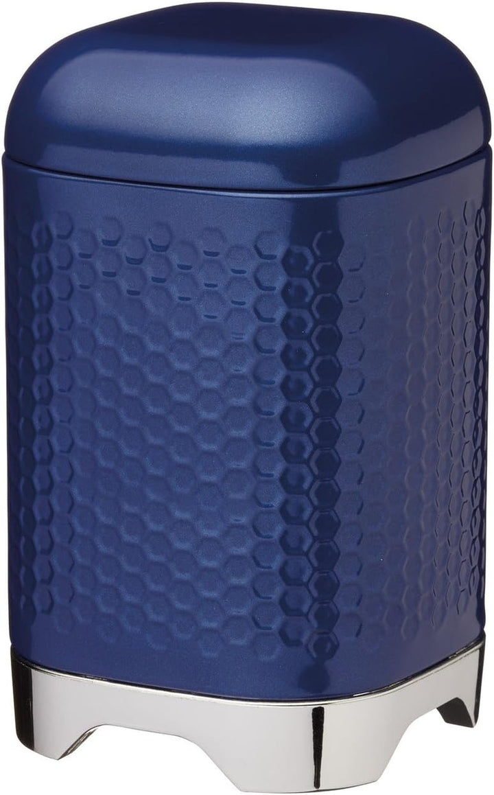 KitchenCraft Lovello caddy pentru ceai, caddy din oțel alb, suprafață texturată, stil 1950 cu capac, pentru ceai vrac și pliculețe de ceai, 11 cm x 11 cm x 19 cm, Ice White