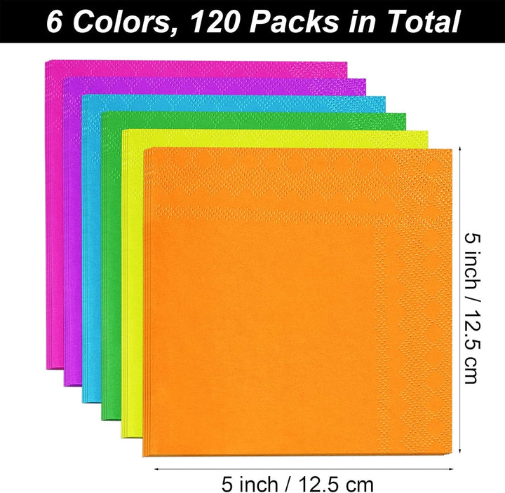 120 buc șervețele cocktail șervețele de hârtie 2 straturi accesorii pentru petreceri, 6 culori