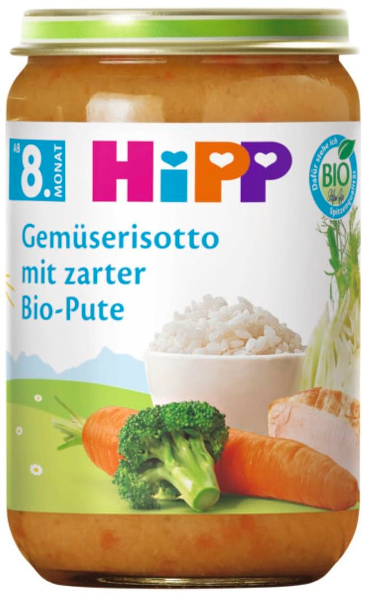 Hipp Organic Meniuri De la 8 luni Risotto de legume cu curcan organic fraged, 220G 6pack (6X220G) Mama si Copilul Naty Shop Default Title