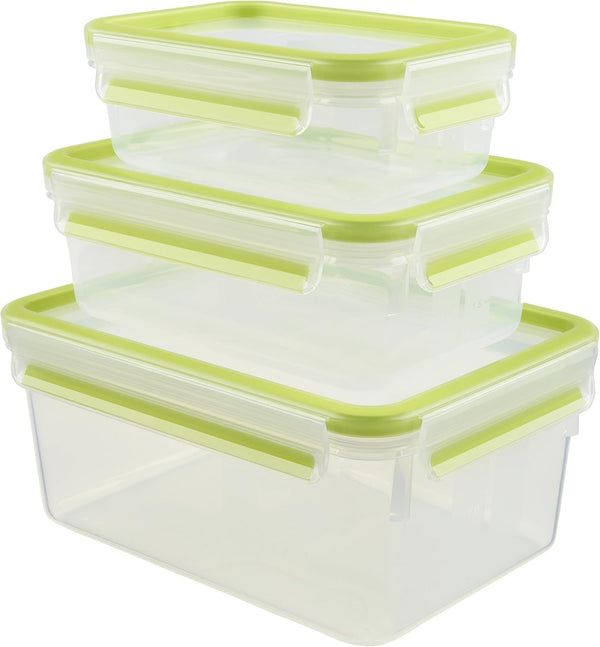 Emsa 515585 Food Clip & Close | Set 3 piese | plastic | transparent / verde | 0.55 / 1 / 2.2 litri Cutii depozitare alimente Naty Shop Verde 0,55 L+1,00 L+ 2,20 L