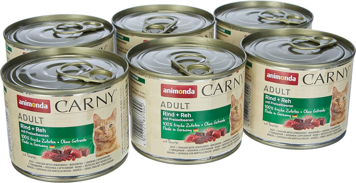 Animonda Carny Adult Hearty Variation (12 X 400 G), hrană umedă pentru pisici adulte, hrană umedă cu 100% ingrediente din carne proaspătă, hrană pentru pisici fără cereale și zahăr