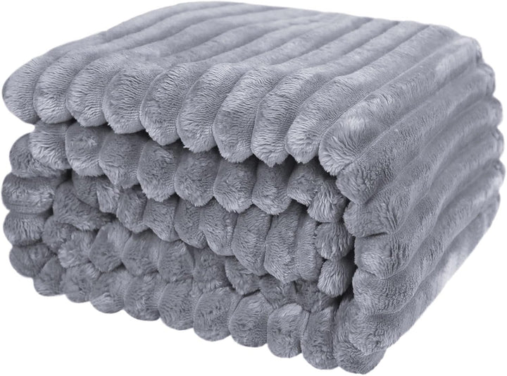 Pătură confortabilă 200X230 Cm - Pătură caldă și pufoasă pentru cuvertură de pat și canapea Pătură pentru mamă, femei și iubită (bej, 200X230Cm) Paturi si Cuverturi KEAYOO Gri 200X230Cm