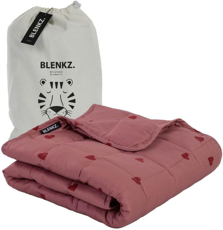 Pătură ponderată pentru copii | 3.5 Kg | 100X150Cm | Pătură de terapie | Pături ponderate | Pătură grea (față de tigru albastru, 3.5Kg-100X150 Cm) Paturi si Cuverturi BLENKZ. Inimă roz roșu 3,5Kg-100X150 Cm