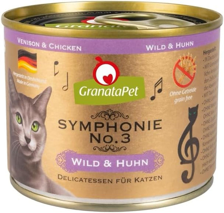Granatapet Symphonie No. 5 Pui PUR , Hrană pentru pisici fără cereale și zahăr adăugat, File în jeleu natural, Hrană umedă delicioasă pentru pisici, 6 X 200 G