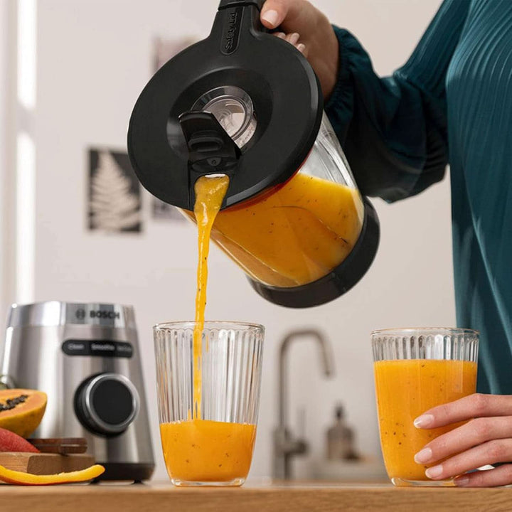 Bosch Standmixer Vitapower Serie 4 MMB6382M, Edelstahl-Klingen Made in Germany, 1,5L Thermosafe Glasbehälter, Stopfer, Sicherheitsdeckel, Spülmaschinengeeignete Teile, 30,000 U/Min, 1200 W, Edelstahl Bucatarie Naty Shop