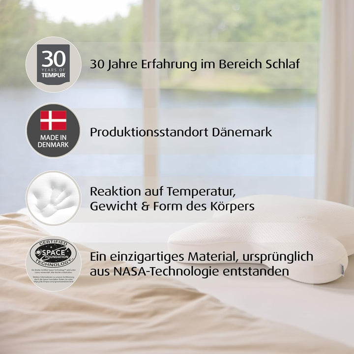 Pernă de dormit TEMPUR Ombracio, pernă ergonomică în formă de fluture pentru susținerea stomacului, fermitate medie, 60 X 50 X 10 cm, alb Perne standard Naty Shop