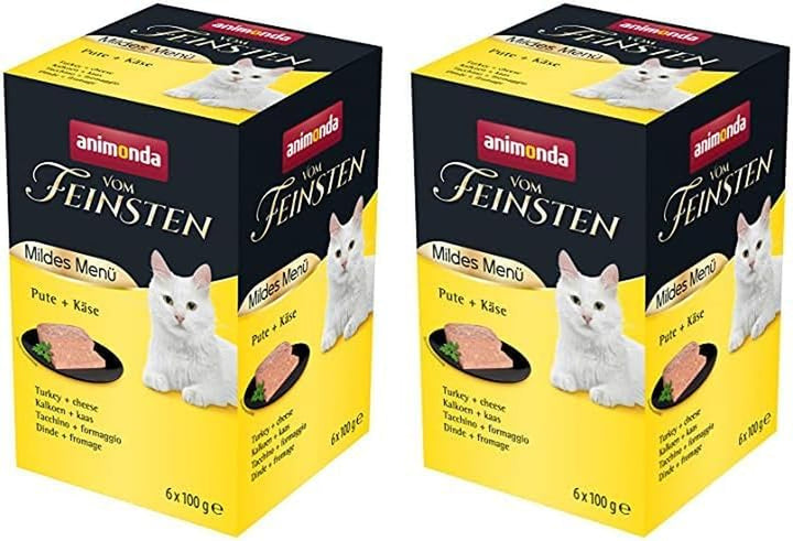 Animonda Vom Feinsten Mildes Menü Mild Variety (32 X 100G), Hrană umedă pentru pisici fără cereale, fără zahăr, Hrană pentru pisici ușor digerabilă cu carne de curcan