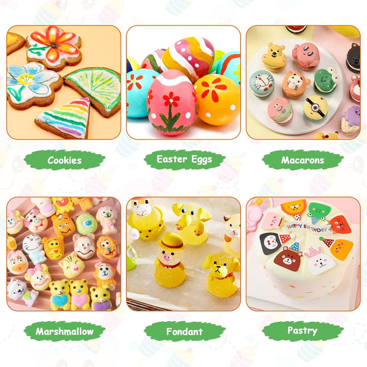 12 bucăți de pixuri colorante alimentare, pixuri colorante alimentare pentru copt, markere alimentare cu vârf fin și gros, pix comestibil pentru prăjituri, fondant, fursecuri, ouă de Paște, macaroane