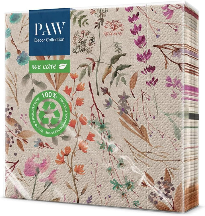 Paw Decor Collection X PAW Decor Collection CM Paper Wipes med 3 lag. 20 stykker. Trykt med vandbaserede farver. Borddekorationer. Nature, Hirsc, PAW_022022, hjorte, 33 x 33 cm (pakke med 3)