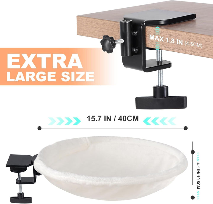 Pat pentru pisici Uross pentru birou - Rotabil la 360° și reglabil pe înălțime, Hamac moale pentru pisici cu 2 huse lavabile, Loc de dormit pentru pisici la birou - Utilizare pe tot parcursul anului (Bej)