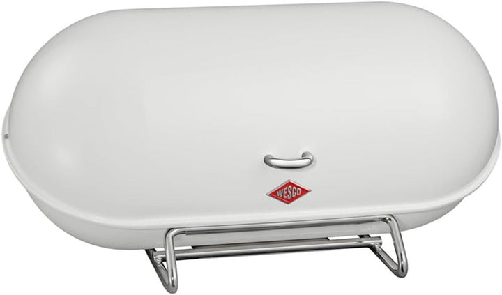 Coș pentru pâine WESCO Breadboy cu capac articulat fără zăngănit, de culoare roșie, din tablă de oțel acoperită cu pulbere, găuri de ventilație și mâner robust Cutii depozitare alimente Naty Shop Alb