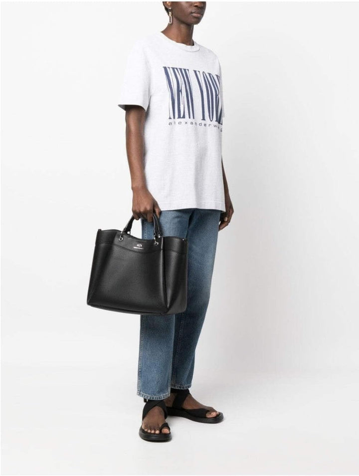 Armani Exchange Essential pentru femei, Wave, Silver Printed Logo Shopping L Genti Femei Naty Shop