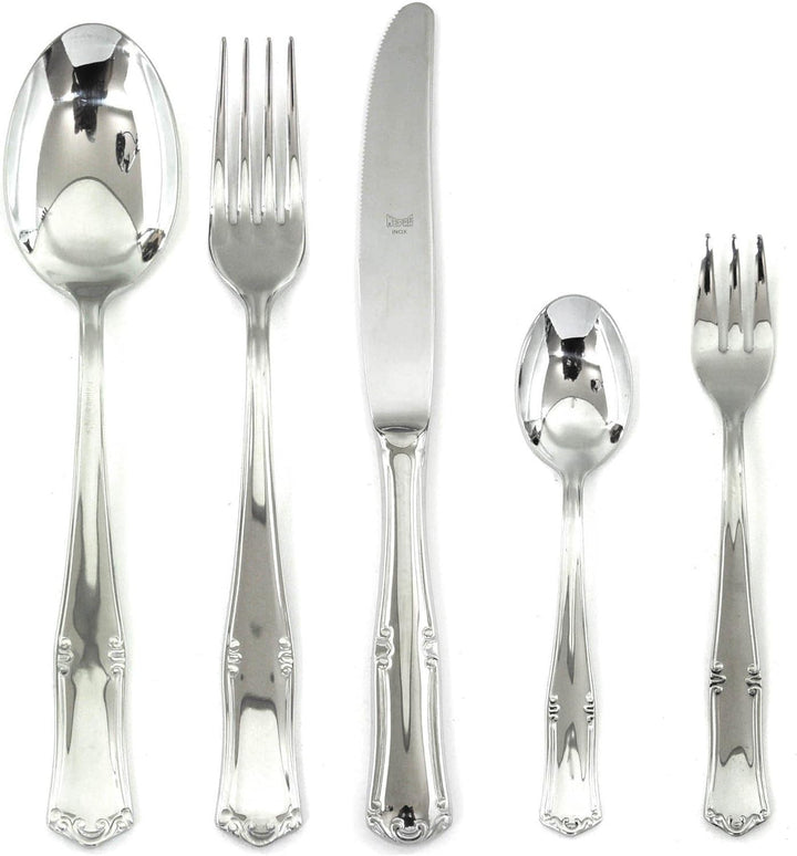 Set de tacâmuri Bavaria Moka, oțel inoxidabil, de culoare argintie, se poate spăla în mașina de spălat vase Bucatarie Naty Shop Set de tort din 30 de piese