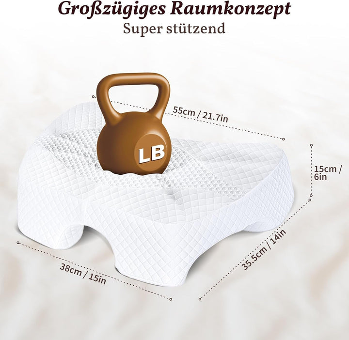 SAHEYER Pernă pentru dormit lateral cu braț, pernă ortopedică ergonomică, pernă din spumă de memorie pentru gât și umăr, pernă pentru gât cu brațe multiangulare pentru multe poziții de dormit (alb) Perne ortopedice cervicale Naty Shop