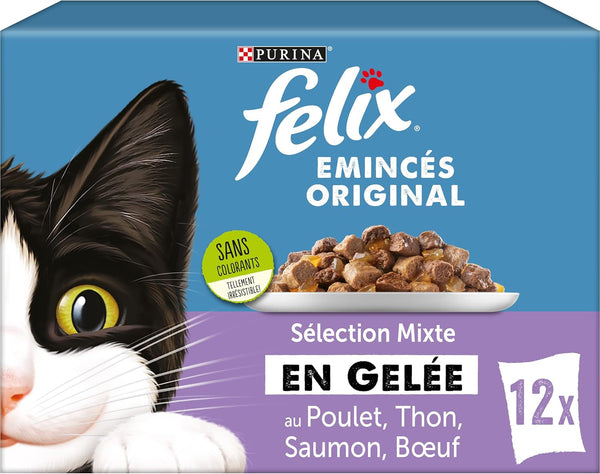 Jelly Chopped | Pisică adultă | Alegerea dintre carne de vită, somon, pui, ton | 12 X 85 G | Pungă proaspătă