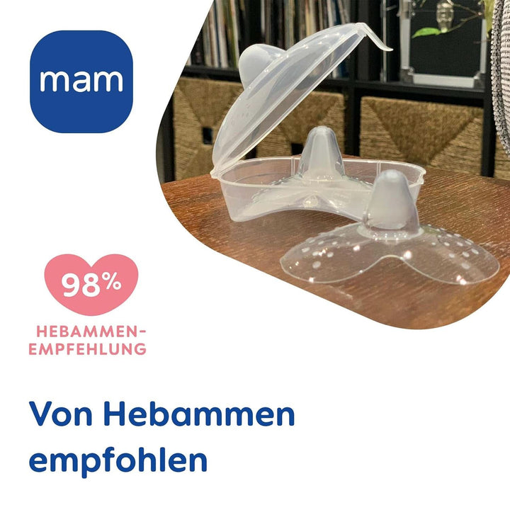 MAM Stillhütchen Größe M (Ø 20 Mm) Im 2Er-Set, Extra Weiche Brusthütchen Zum Schutz Beim Stillen, Brustwarzenschutz Für Maximalen Hautkontakt Zwischen Mutter Und Kind Accesorii Hrana si Alaptare Bebe Naty Shop