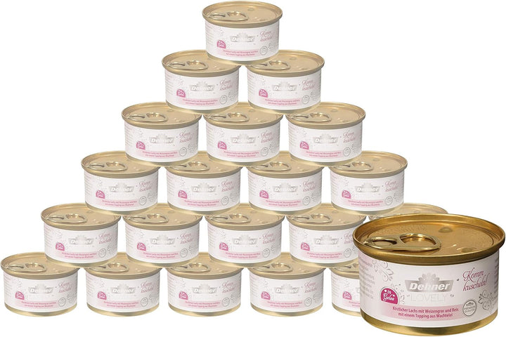 Dehner Premium Lovely Cat Food, hrană umedă fără gluten, pentru pisici adulte, ton / orez, 24 X 70 G Tin (1.68 Kg)