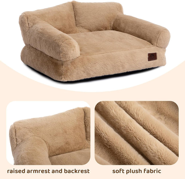 Pat pentru pisici, pat pentru câini mici, canapea pufoasă de pluș pentru pisici și căței, canapea extensibilă moale pentru animale de companie, pat respirabil pentru animale de companie, maro deschis