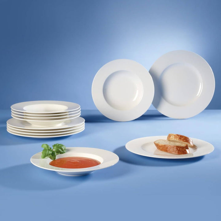 Villeroy & Boch – Wonderful World Dinner-Set 12 Teilig Weiß, Spülmaschinenfest, Mikrowellensicher, Teller, Geschirr, Porzellan, Speiseteller, Essteller, Set, Geschirrset Modern, Premium Porzellan Seturi vesela masa Naty Shop