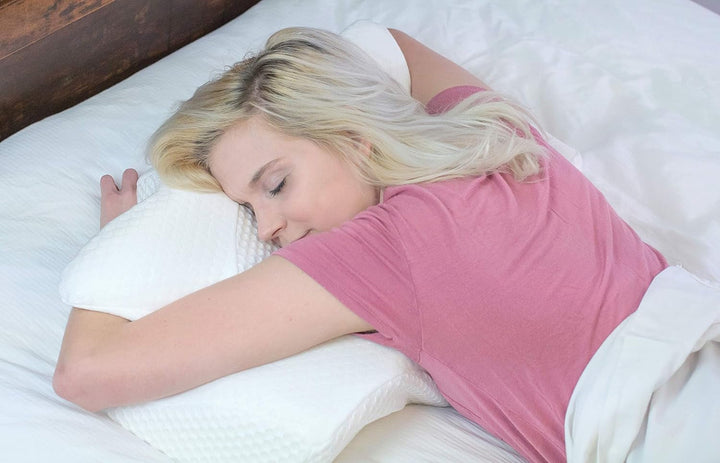 Elviros pernă ortopedică din spumă de memorie, pernă cu glisieră laterală pernă de susținere a gâtului, pernă pentru dureri de gât, pernă ergonomică de dormit pentru dureri de gât și umăr, 64 X 12,5/10,5 X 38Cm Perne ortopedice cervicale Naty Shop