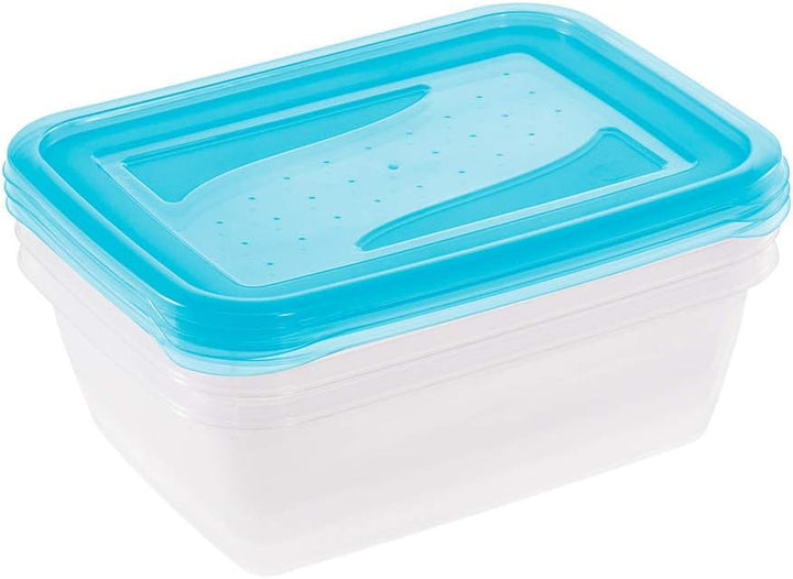 Keeeper set de 3 borcane pentru păstrarea alimentelor, 3 x 1,25 l, 20,5 x 15,5 x 6,5 cm, Fredo Fresh, albastru transparent Cutii depozitare alimente Naty Shop