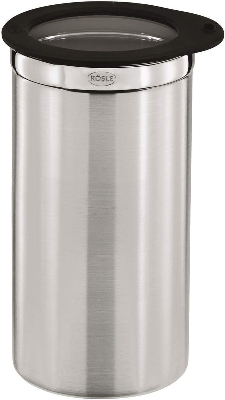 RÖSLE cutie de cafea cu capac, oțel inoxidabil 18/10, 10 cm & măsură de cafea, lingură de cafea de înaltă calitate pentru dozarea ușoară a cafelei praf, oțel inoxidabil 18/10, 17 x 3,7 x 2,7 cm, argintiu Cutii depozitare alimente Naty Shop