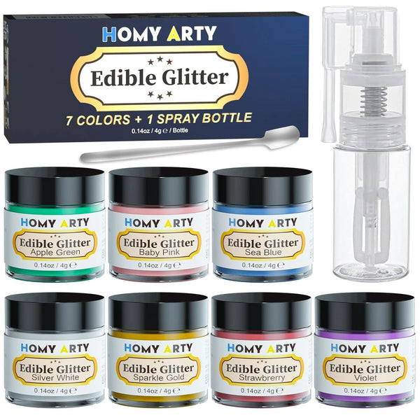 Glitter comestibil pentru bauturi, 4 grame Glitter Naty Shop Set 7 culori