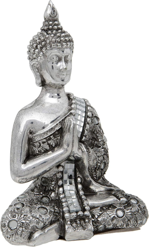Buddha thailandez cu pânză de meditație argintie reflectorizantă cu mâini, 13 cm, argintiu Statuete si sculpturi Naty Shop Titlu implicit