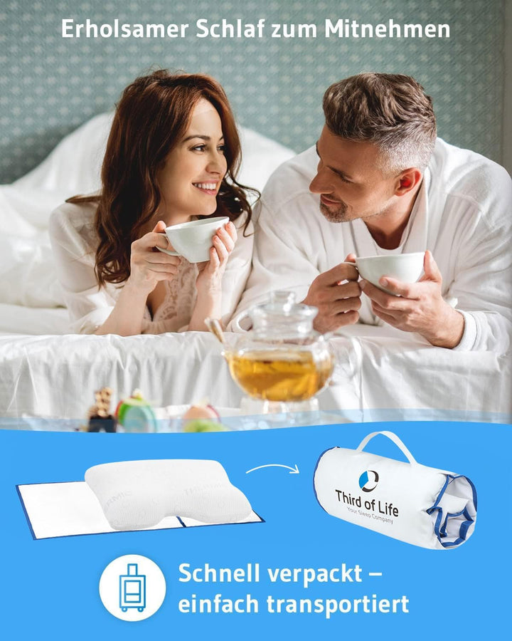 Pernă pentru dormit lateral GIANFAR | Pernă ortopedică pentru susținerea gâtului | Spumă de memorie ultra proaspătă împotriva durerilor de gât și migrenelor | Husă termoregulatoare | Pernă pentru dormit lateral cu coloană cervicală 55X40X12/10 cm Perne ortopedice cervicale Naty Shop