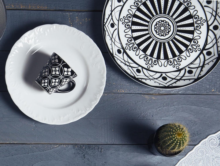 Excelsa Boheme Noir Teller-Set, 18-Teilig, Porzellan, Schwarz Seturi vesela masa Naty Shop