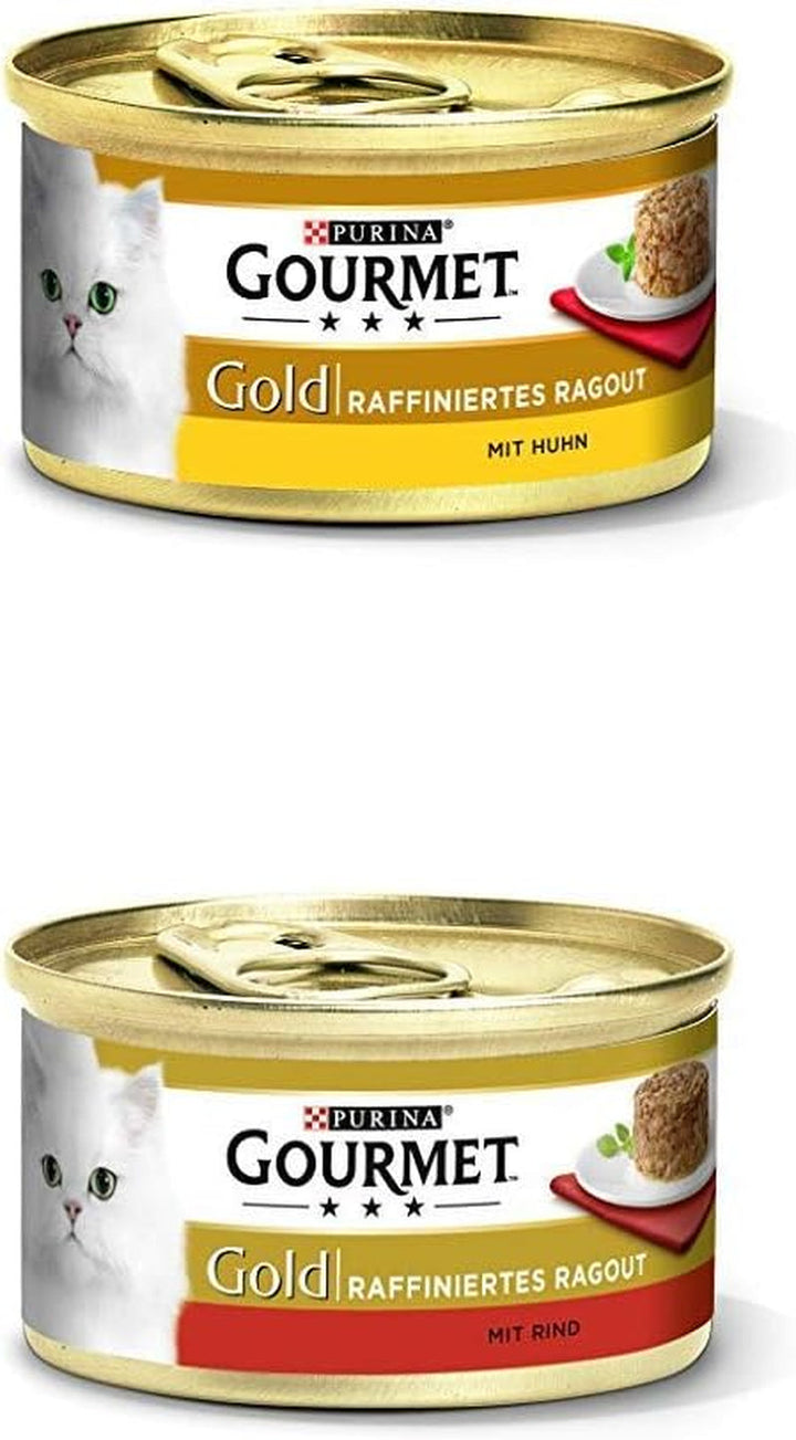 Gold Cat Food 24 Mix Pack (2 X 12 X 85G) Ragout de pui și Ragout de vită