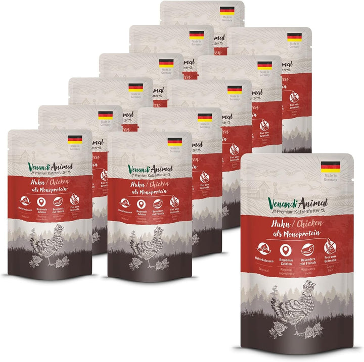 Venandi Animal - Hrană umedă premium pentru pisici - Beef as monoprotein 12-pack (12 X 125 G), fără cereale, monoproteină