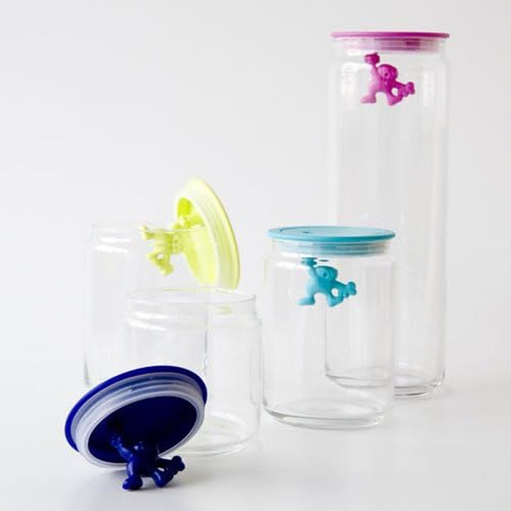 Borcan de bucătărie Alessi "Gianni" din sticlă cu capac sigilat, rășină termoplastică, negru, 27,5 x 13,5 x 28 cm Cutii depozitare alimente Naty Shop