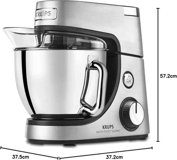 Robot de bucătărie Krups KA631D Master Perfect Gourmet | 1100 wați | 8 viteze | Bol din oțel inoxidabil de 4,6 litri | 5 accesorii: set de coacere, bol flexibil, unitate de mărunțire | oțel inoxidabil periat Mama si Copilul Naty Shop