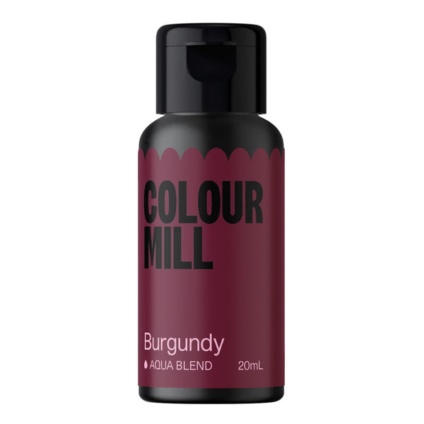 Colorant alimentar pe bază de apă Colour Mill Aqua Blend Burgundy - Foarte intens, concentrat, vegan - 20 ml