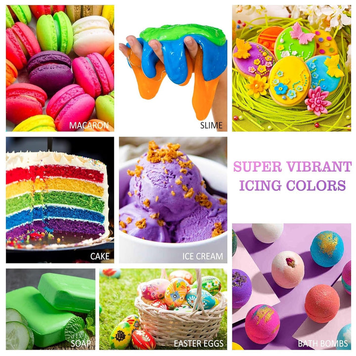 Lebensmittelfarbe - 30 X 10Ml Lebendige Lebensmittel Farben Zum Backen, Kuchen Dekorieren, Zuckerguss, Kekse, Fondant Und Macaron - Flüssige Food Coloring Für Die DIY Seifenherstellung Und Basteln Naty Shop