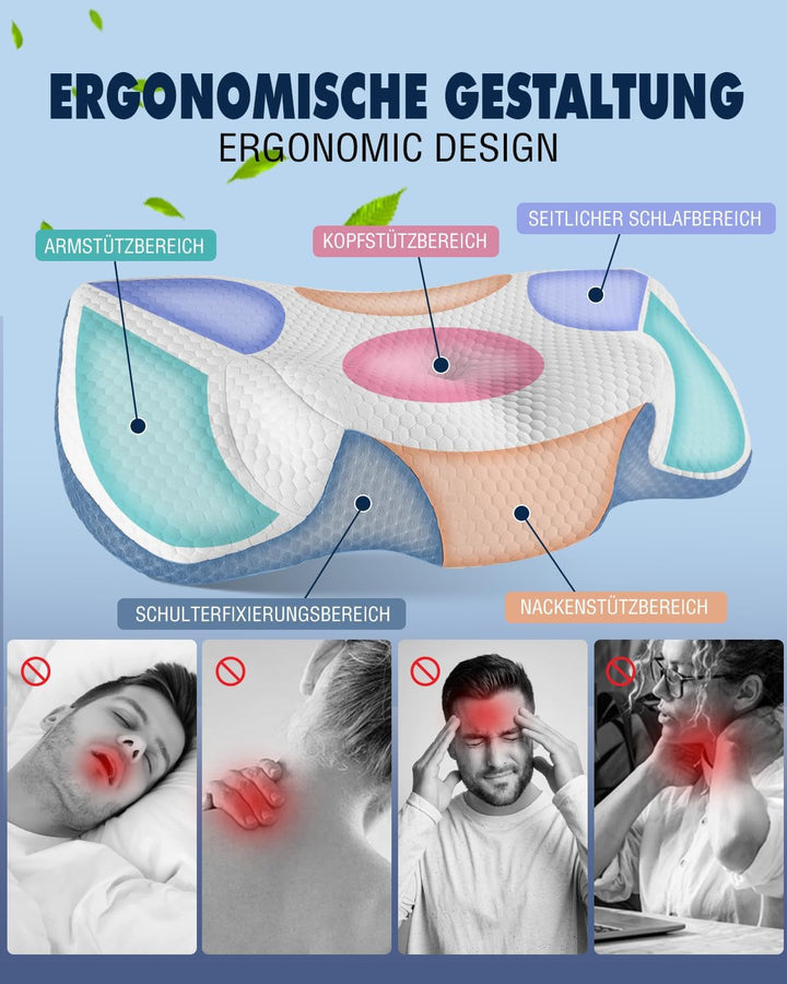 Pernă pentru gât, pernă ortopedică pentru dureri de gât din pernă cu spumă de memorie, pernă ergonomică pentru sprijin optim, pernă de sprijin pentru gât pentru spate lateral și suporturi abdominale Perne ortopedice cervicale Naty Shop